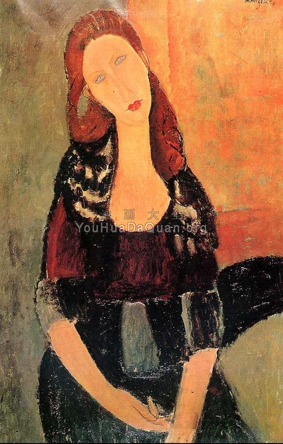 Jeanne Hebuterne Sitting - 阿米地奥·莫迪里阿尼